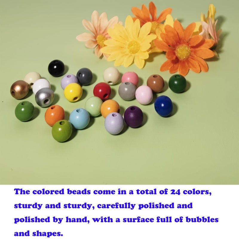 Jsehchya 240PCS Natual Wooden Colorful Round Beads for Craft Wood Spacer Loose Colored Beads f for DIY Room Decoration  Family Gatherings  Holiday Decorations (240PCS 24COLOR) - Image 3